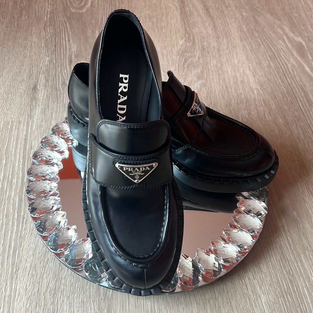 Prada Classic Black Leather Loafers